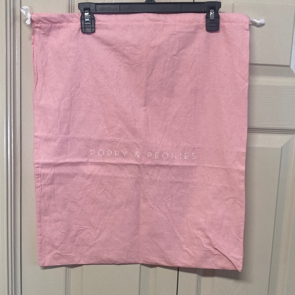Poppy & Peonies Pink Dust Cover Drawstring White Ribbon for Storage